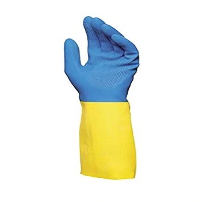 Immagine di Guanti impermeabili antiscivolo in lattice rinforzato con neoprene interno floccato ed esterno zigrinato taglia 8