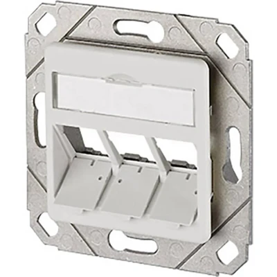 Immagine di Metz Connect Presa di rete Da incasso Inserto con piastra centrale Non classificata 3 Porte Bianco puro (RAL 9010)