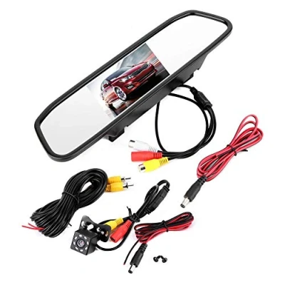 Immagine di BHDK Mirror Dash Cam, 4,3 Pollici TFT LCD Telecamera per specchietto retrovisore con Visione Notturna e grandangolo 170 2 canali di Ingresso, Backup Impermeabile Auto Camion