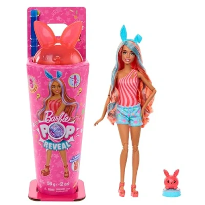 Immagine di Barbie Pop Reveal Serie Frullati, Bambola con Orecchie da Gattino e Cucciolo Incluso, 8 Accessori a Sorpresa Effetto Cambia Colore, Giocattolo per Bambini, 3+ Anni, JCN87