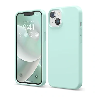 Immagine di elago Cover Silicone Liquido Custodia Compatibile con iPhone 14 Case (6.1&quot;), Premium, Protezione Completa Antiurto a 3 Strati, in Morbida Microfibra Antigraffio (Acqua Sky)
