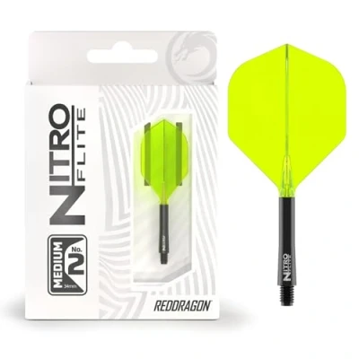 Immagine di RED DRAGON Freccette Nitro Flite Integrated Flight &amp; Shaft System N. 2 forma e design colore nero giallo, lunghezza media