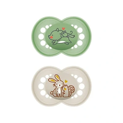 Immagine di Istruzioni in lingua straniera MAM Ciuccio originale Pure set da 2 pezzi, adatto ai denti, materiale sostenibile e rinnovabile, tettarella silicone SkinSoft, 16 mesi, cane/coniglio