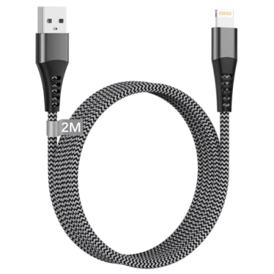 Immagine di Cavo iPhone 2 Metri [Certificato A pple MFi],Cavo Caricatore 2M USB Lightning Ricarica Nylon Cavetto Filo per 14 13 12 11 Pro Max Mini XR XS 8 7 6 iPad