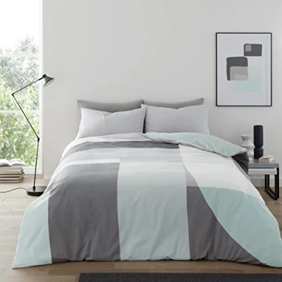 Immagine di GC GAVENO CAVAILIA, Set copripiumino per letto king size, in policotone, con motivo a blocchi di colore e tartan verde, double face, federe, 3 pezzi
