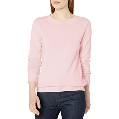 Immagine di Amazon Essentials Maglione A Girocollo in 100% Cotone (Disponibile Taglie Forti) Donna, Rosa Chiaro, L