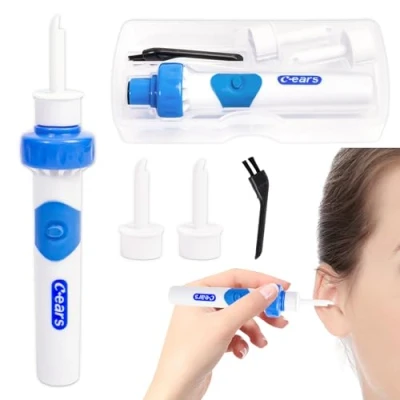 Immagine di CIOXSOIO Pulizia Orecchie, Elettrico Pulisci Pulitore Orecchie con 2 Teste di Ricambio, Portatile Aspiratore Cerume Morbido per Adulti Bambini
