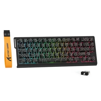 Immagine di MAMBASNAKE X ATTACK SHARK X68PRO HE Tastiera Gaming Wireless Rapid Trigger,BT/2.4G/Cablata,Interruttore Magnetico 0,01mm RT,8KHz,Punto di Attivazione Regolabile,5000mAh,RGB,per PC/Mac Contorni Neri