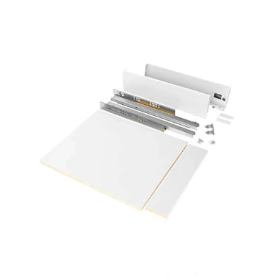 Immagine di Emuca Kit cassetto per cucina o bagno con pannelli inclusi e guide estrazione totale chiusura soft, altezza 93 mm modulo 450 profondità 500 mm, bianco.