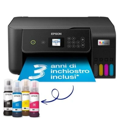 Immagine di Epson EcoTank ET 2820 stampante Multifunzione A4 (stampa, copia, scansione) USB, Wi Fi Direct, display LCD 3,7 cm, serbatoi flaconi alta capacità, Smart Panel, fronte/retro, Nero