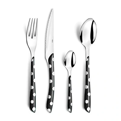 Immagine di Amefa Scoppiare Piselli Set di Posate da 16 Pezzi, Confezione 4 Persone, Inossidabile Acciaio Inox 18 EU Bi iniezione plastica, Grigio