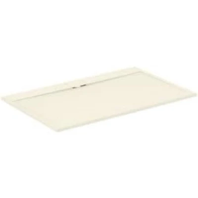 Immagine di Ideal Standard Ultra Flat S i.life, Piatto doccia rettangolare 160x100 in resina, Piletta di scarico lato lungo, Finitura opaca effetto pietra, Sabbia