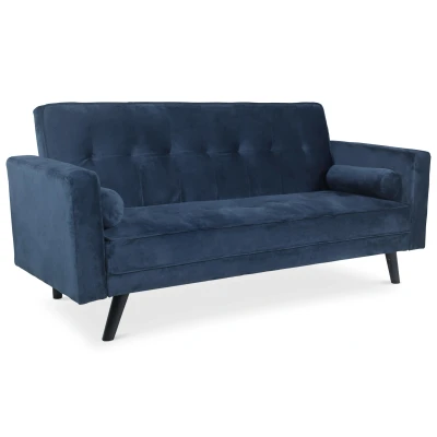 Immagine di Divano convertibile scandinavo Slow in velluto blu Menzzo