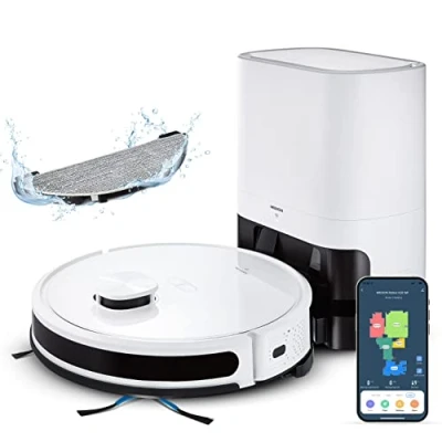 Immagine di Medion MD 11415 Robot aspirapolvere e pulitori Bianco Comando vocale, Con sacchetto per la polvere, Gestito da app, incl. batteria ricaricabile, funzione