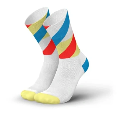 Immagine di INCYLENCE Calzini da corsa per uomo e donna con leggera compressione, 1 paio, LOOPS WHITE BLUE INFERNO, 35 38