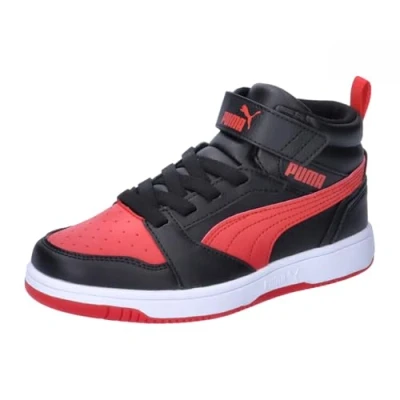 Immagine di Puma Rebound V6 MID Unisex Sneakers alte per bambini, Taglia: 29, Black/for all time red Finta pelle di alta qualità