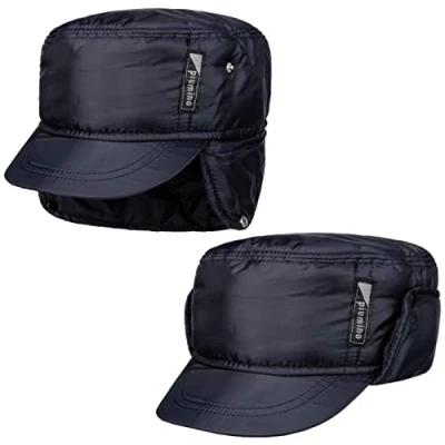 Immagine di LIPODO Piumino Armycap con copriorecchie Uomo Berretto Idrorepellente Foderato da in Cotone Cappellino Autunno/Inverno Invernale Blu Scuro L (58 59 cm)