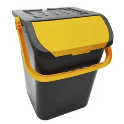 Immagine di Ecoplast, Pattumiera Per Raccolta Differenziata, con Doppia Apertura, Flessibile, Indeformabile e Impilabile, Resiste a Tutte le Temperature, Interni ed Esterni, Color Giallo, Made in Italy