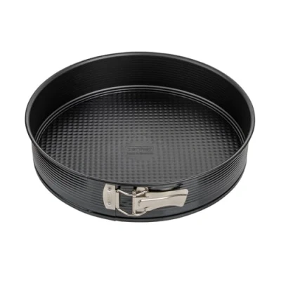 Immagine di Zenker Stampo Tortiera Apribile a Cerniera 1 fondo Ø30x6,5cm in Acciaio Carbon Steel Rivestito Antiaderente Teflon Classic Temp Max 230C Linea Black Metallic