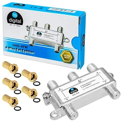 Immagine di HB DIGITAL SAT BK FM, splitter a 4 vie (4 vie): 5 2400 MHz digitale e analogico completamente schermato con passaggio di tensione DVB S/S2 FM TV via cavo C connettori