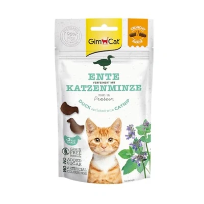 Immagine di GimCat Crunchy Snacks Anatra con erba gatta Delizioso gatto croccante e ricco di proteine 1 sacchetto (1 x 50 g)