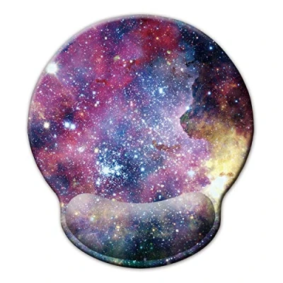 Immagine di Jahosin Tappetino per mouse con poggiapolsi, poggiapolsi ergonomico nero puro,comodo pad antiscivolo in memory foam computer e ufficio 25x23 galaxy