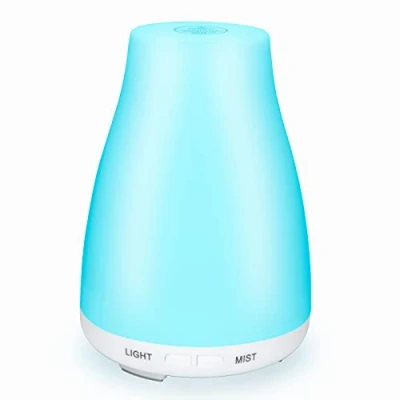 Immagine di diffusore di oli essenziali da 100 ml, a ultrasuoni, per aromaterapia, profumati, umidificatore, spegnimento automatico e 7 colori luce LED camera letto, yoga, spa,