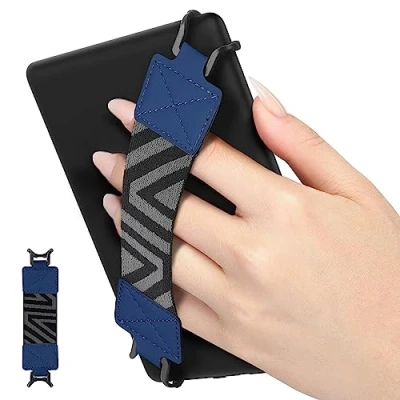 Immagine di MoKo Cinturino di Sicurezza per 6 8&quot; Kindle eReaders Fire Tablet Kobo/Voyaga/Lenovo/Sony E Book Tablet, da Mano Versatile ad Alta Elasticità Supporto Antiscivolo, Indaco