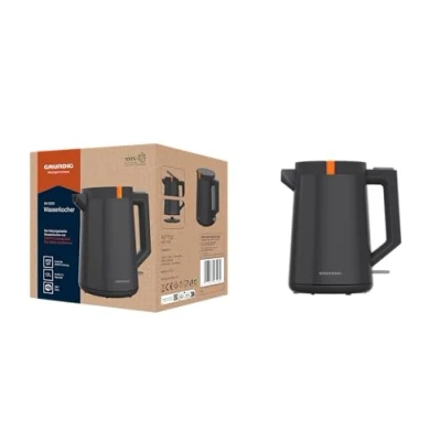 Immagine di Grundig WK 5320 Bollitore elettrico, potenza 2200 W, capacità 1,7 l, avvolgicavo, 1 litro, spegnimento automatico, elemento riscaldante nascosto in acciaio inox, colore: Grigio/Terracotta