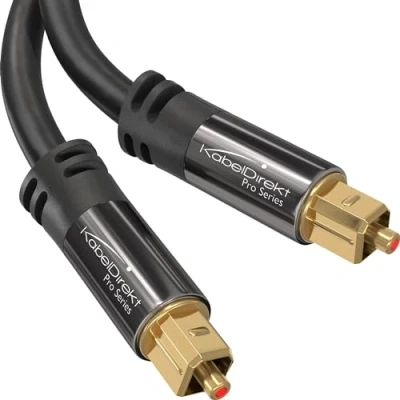 Immagine di KabelDirekt 5m Cavo TOSLINK (Ottico Audio Digitale, Connettore Maschio &gt; Maschio, Dolby Digital Sound, DTS, PS5), PRO Series