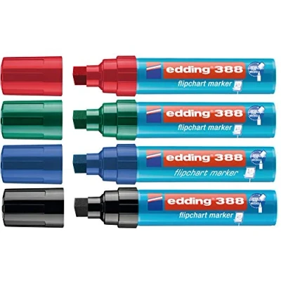Immagine di edding Pennarello per lavagna a fogli mobili, 388, con punta scalpello, 4,0 12,0 mm, 4 pezzi