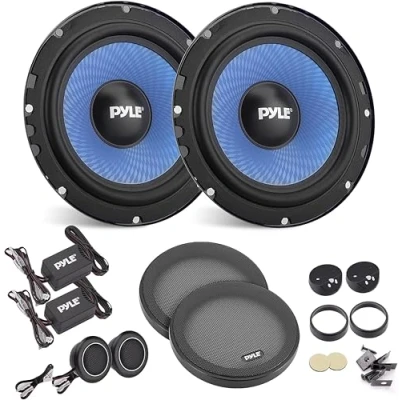 Immagine di Pyle Casse Auto Sistema Altoparlanti Due Vie, Kit Componente da 16,5 Centimetri, 360 Watt, Impedenza 4 Ohm e Bobina Vocale ASV Alta Temperatura