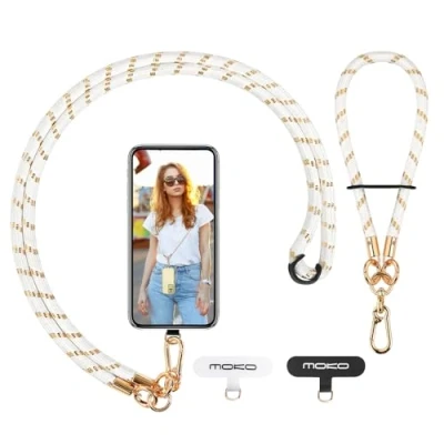 Immagine di MoKo Cordino per Telefono, Regolabile Cellulare, Universale a Tracolla e Cinturino da Polso, x 1, Polso Toppa 2, Platino