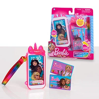 Immagine di Set di cellulare giocattolo Barbie Unicorn con luci e suoni, custodia per telefono braccialetto Unicorn, bambini, giocattoli bambini dai 3 anni in su Just Play