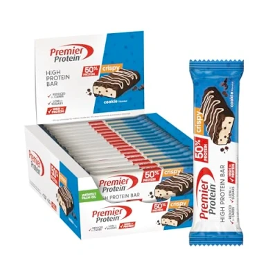 Immagine di Premier Protein High Bar Crispy Cookie 16x40g Barretta ad alto contenuto proteico e a basso di zuccheri + Senza olio palma