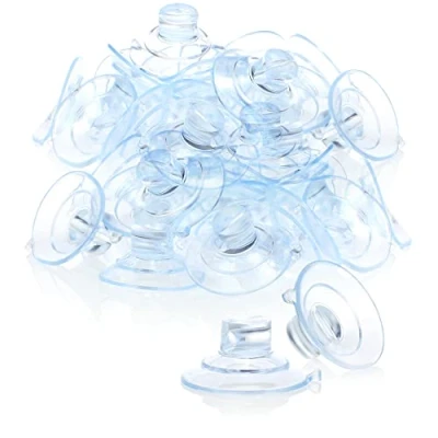 Immagine di com four® 40x portaventosa con Fessura per Cavo, Trasparente Lucine e Decorazioni finestre Natale, Pasqua, Capodanno Ø 30 mm (040 Pezzi Trasparente)