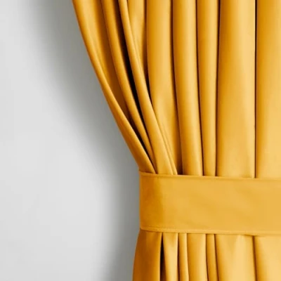 Immagine di AmeliaHome, Tenda in velluto 140 x 270 cm, giallo senape, 1 unità oscurante con occhielli, velluto, decorazione per finestre, semplice e luminosa.