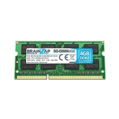Immagine di BRAINZAP Memoria RAM da 4 GB DDR3 SO DIMM PC3 10600S 09 10 F2 2Rx8 1333 MHz 1.5V CL9 Notebook Laptop