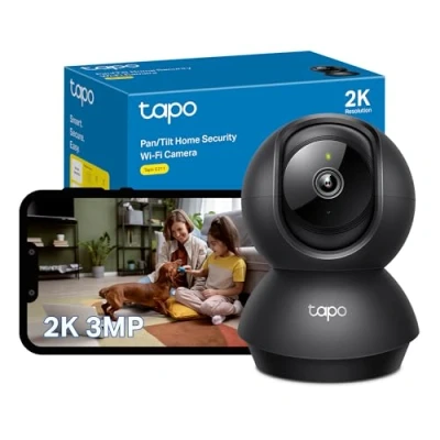 Immagine di Tapo C211 2K 3MP Pan/Tilt telecamera di sicurezza per interni, WiFi, senza canone mensile, rilevamento AI, cani, monitor bambini, CCTV, visione a 360, notturna
