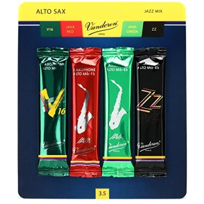 Immagine di Vandoren SRMIXA2 Jazz sassofono alto Reed mix di include 1 ciascuna Zz, V16, Java e rosso forza 2 3.5