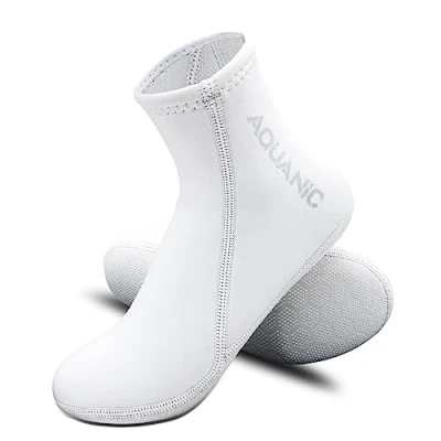 Immagine di nitescuba Calzini in Neoprene 2.5mm,Immersioni per Uomini e Donne a Pinna,Calze Antiscivolo Impermeabili Immersioni, Surf Altri Sport Acquatici,Bianco,Mid,M