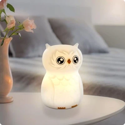 Immagine di ANSMANN luce notturna per bambini, lampada animale, gufo in silicone, ricaricabile, dimmerabile, diversi colori