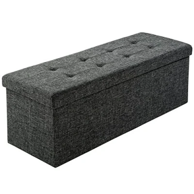 Immagine di TecTake Pouf pieghevol Panca cassapanca Contenitore poggiapiedi 110x38x38 Disponibile in Diversi Colori (Grigio Scuro No. 402236)