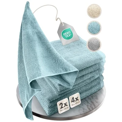 Immagine di homewell Set di asciugamani morbido e assorbente, 100% cotone, Oeko Tex 100 certificato