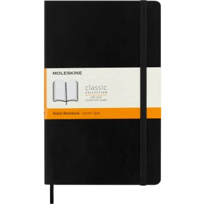 Immagine di Moleskine Classic Notebook, Taccuino a Righe, Copertina Morbida e Chiusura ad Elastico, Formato Large 13 x 21 cm, Colore Nero, 192 Pagine