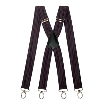 Immagine di Olata Bretelle Uomo da Lavoro a Forma di X, Larghe, Multiuso, con Clip Moschettone, 4 cm. Grigio Scuro (Clip D&#039;Argento)