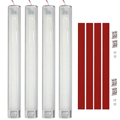 Immagine di Intckwan Plafoniera 12v Per Camper, Barra Led Con Interruttore Extra Grande, 6000K Bianco, 120 Auto Interni Auto, Furgone, Caravan, Cucina, Bagno, Bar, Camion, Trattore (4 Pezzi)