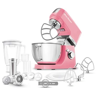Immagine di Sencor impastatrice planetaria STM 635, Robot da Cucina, 1000W, 7 velocità, frullatore 1,5 Litri, Ciotola in Acciaio 4,5 Litri con paraschizzi 6 Anni di Garanzia Motore (ROSA CHIARO)