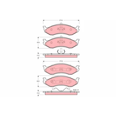 Immagine di TRW GDB4104 Kit pastiglie freno Non predisposto per contatto segnalazione usura JEEP: WRANGLER 2, Grand Cherokee I, II, KIA: Carnival I