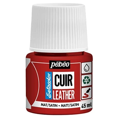 Immagine di Pébéo Setacolor pelle Vernice acrilica per e similpelle Personalizzazione di borse, scarpe, sneaker Resistente a graffi, pieghe abrasioni Finitura opaca/satinata Rosso intenso 45 ml